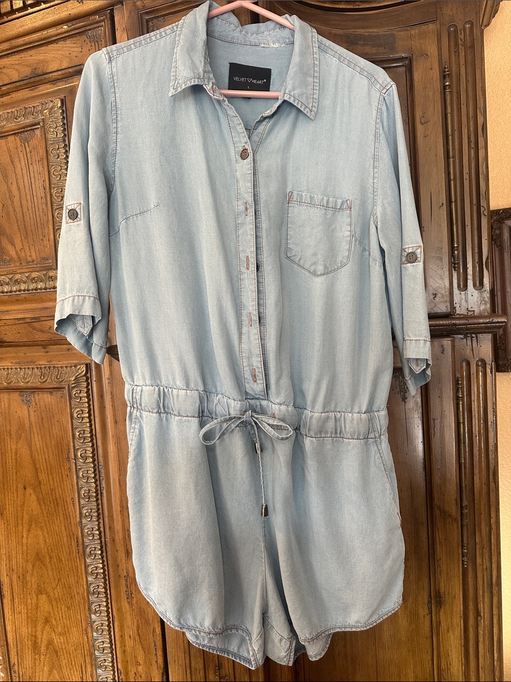 Velvet Heart Light Wash Denim Romper
